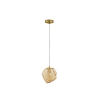 9009253 Висечка светилка ODELLE 1xE14 Брусено Злато и Амбар Стакло Nova Luce